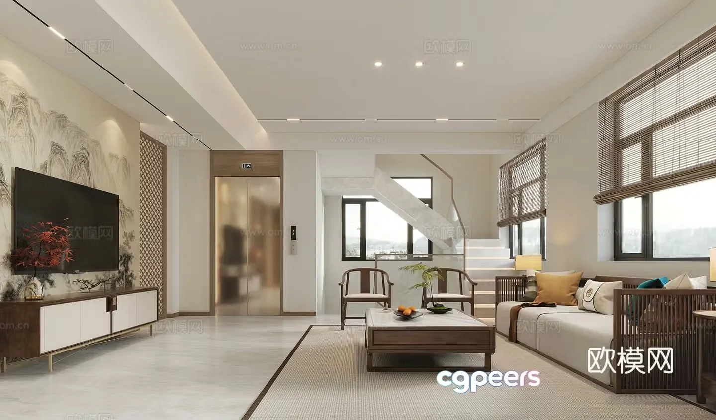 New Chinese style living room 3d model