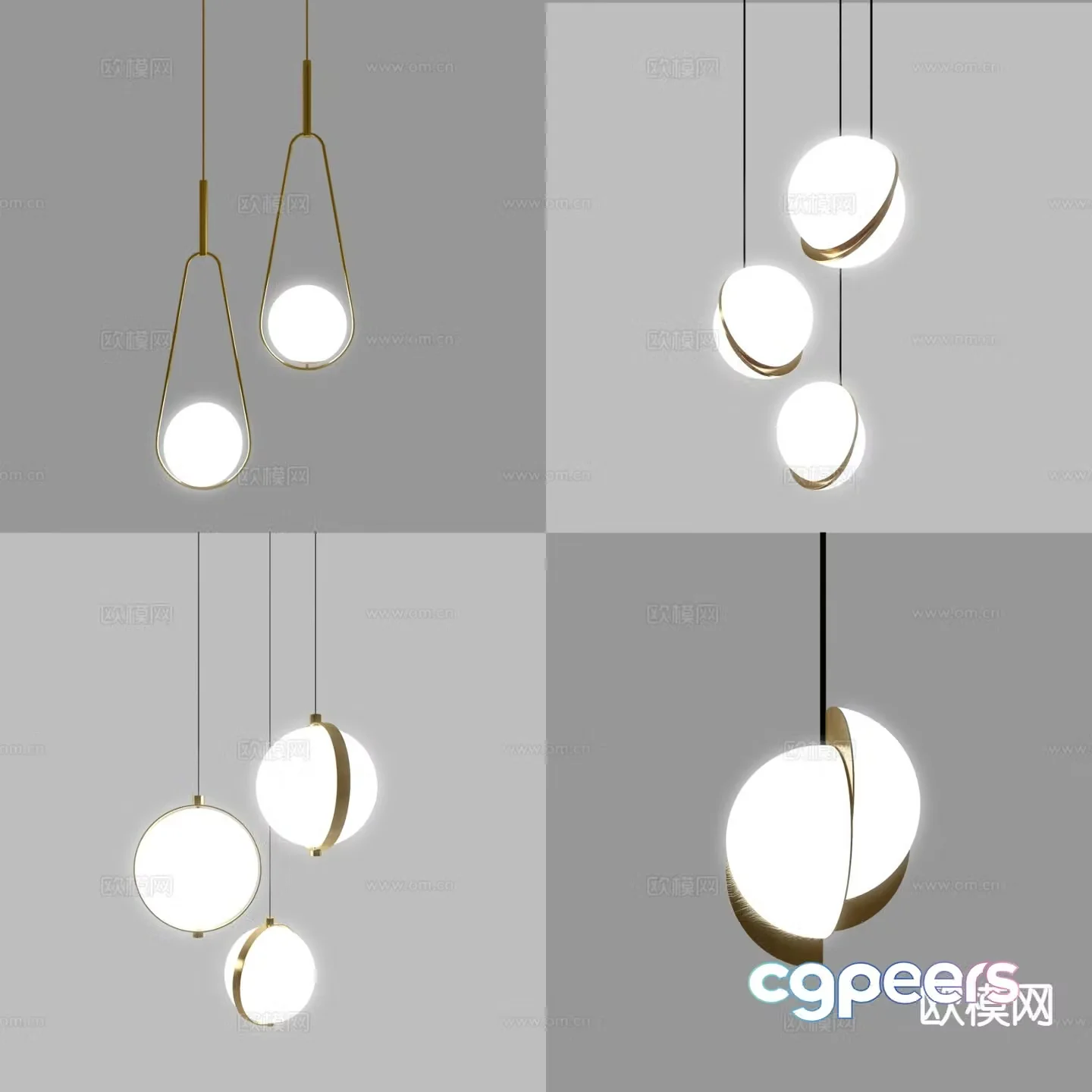 Modern metal small chandelier 3d model