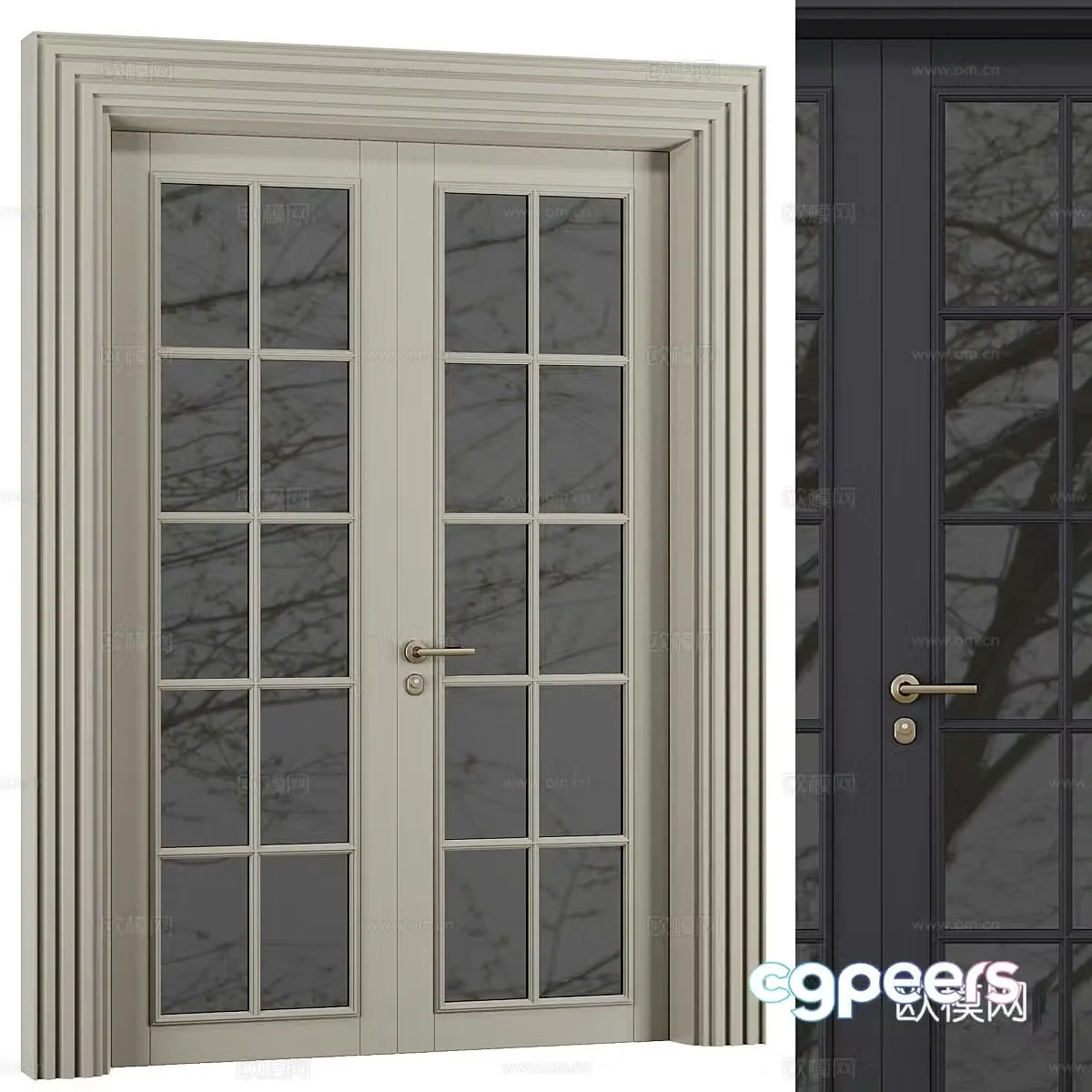 Simple double-opening door Glass door Double-opening glass door Kitchen glass door Balcony glass door 3D model