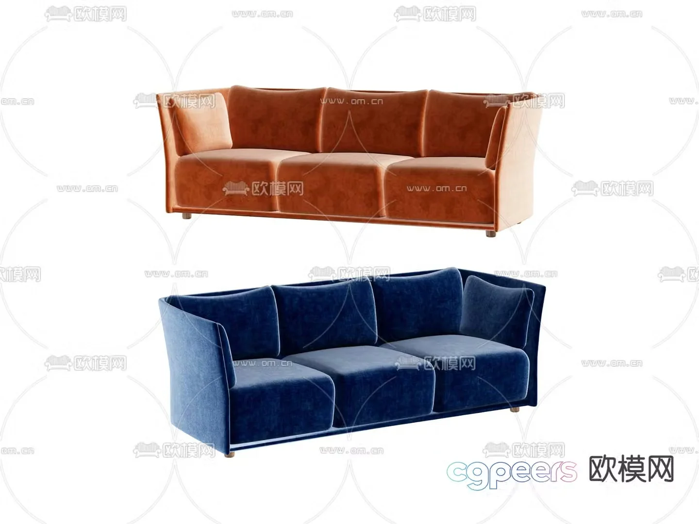 Modern three-person sofa 3d model