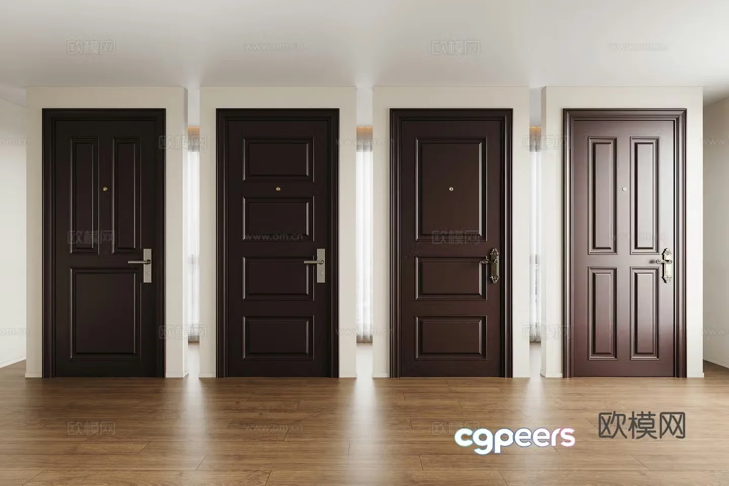 Modern security door entrance door single-open door finger silk door lock 3D model