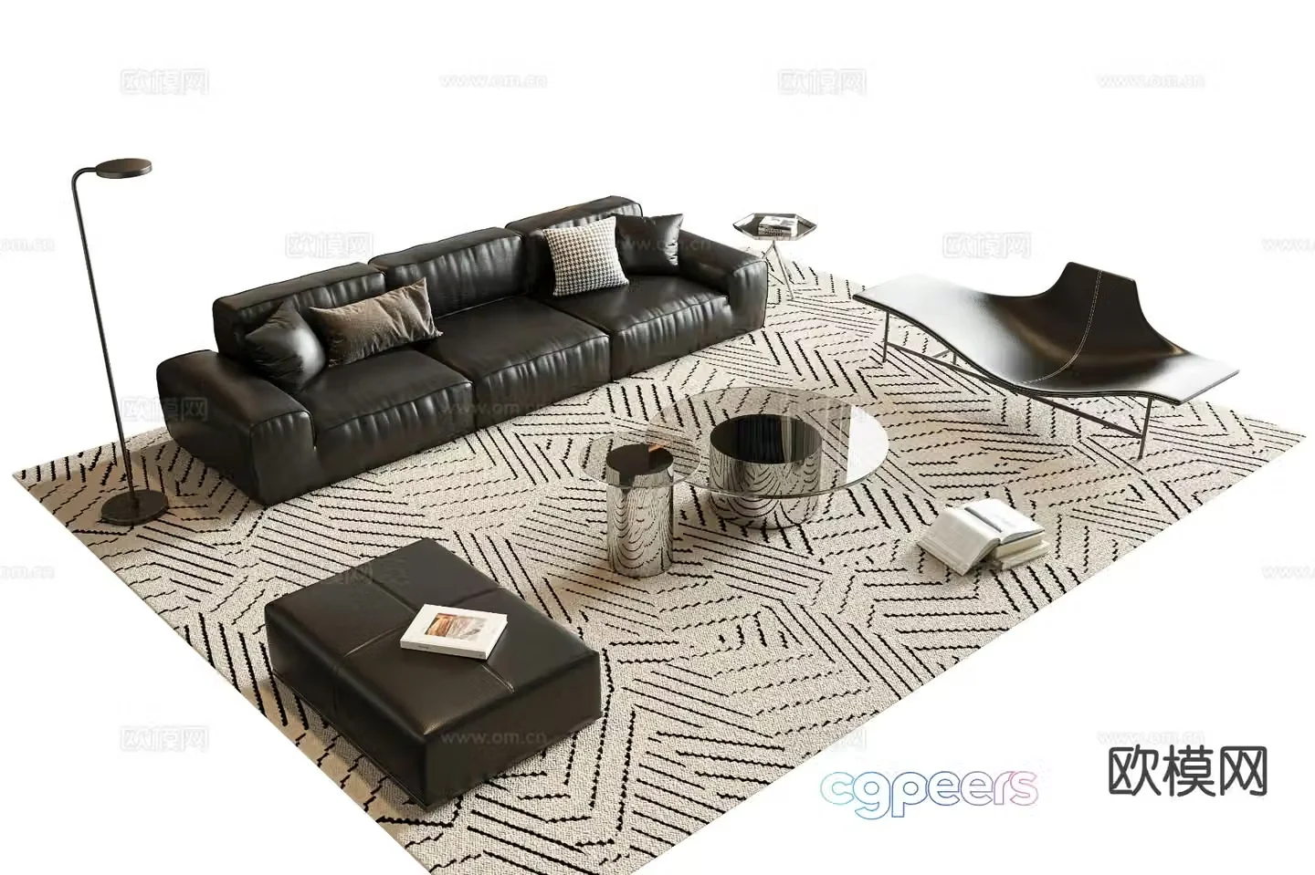 Modern leather sofa modular sofa 3d model