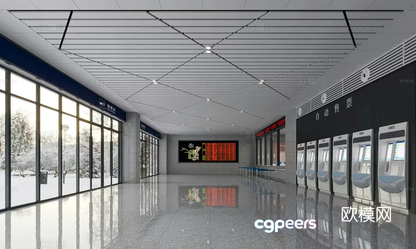 Station ticket hall 3d model