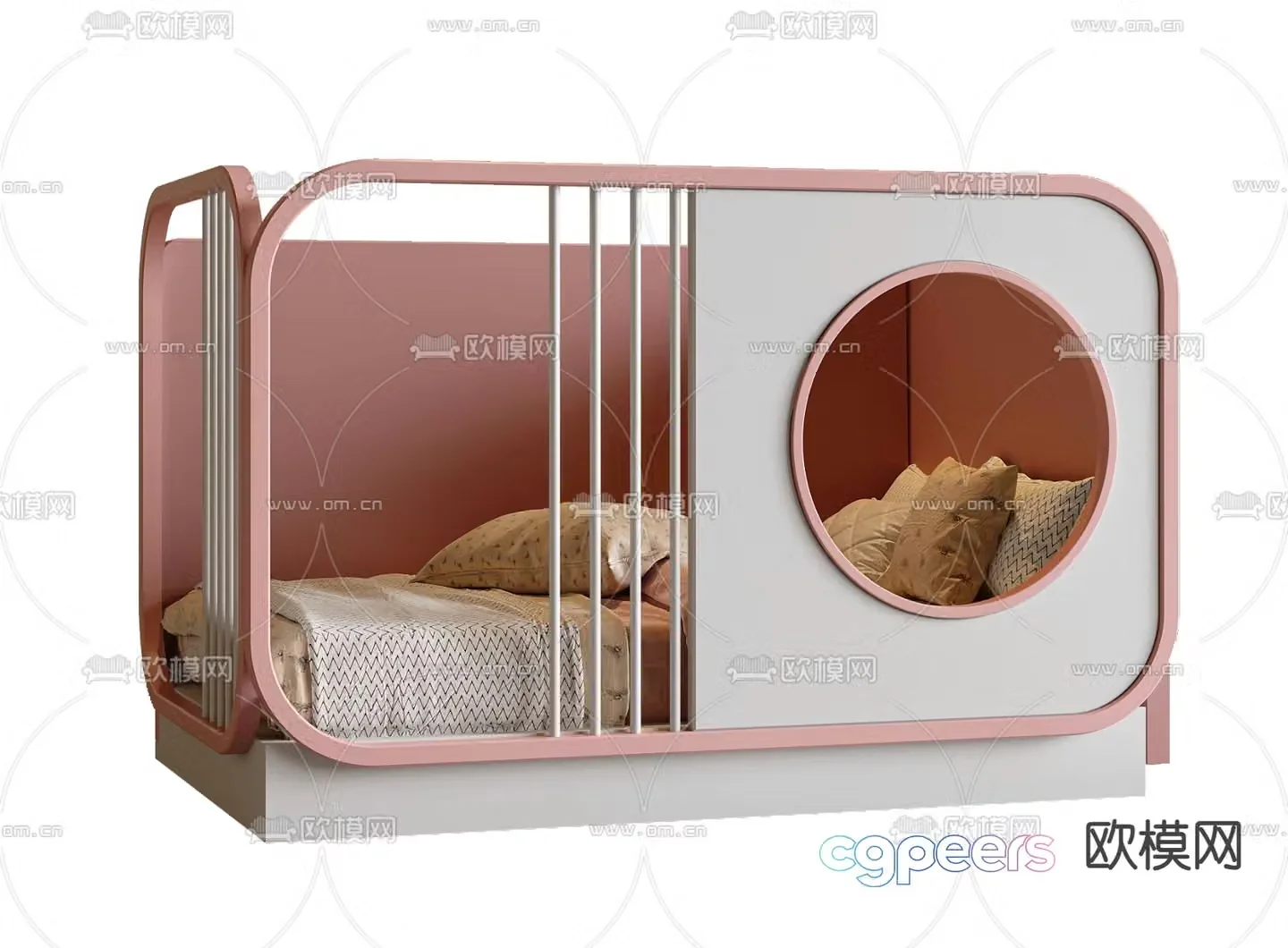 Modern children’s bed crib 3d model