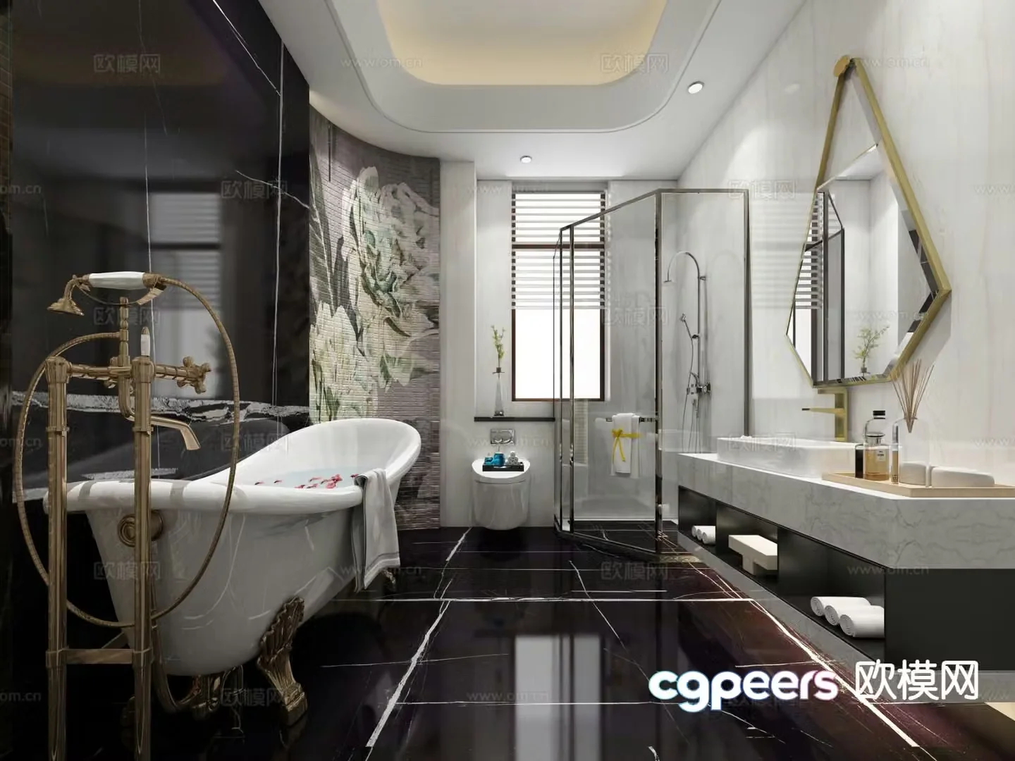 European style bathroom bathroom toilet 3d model