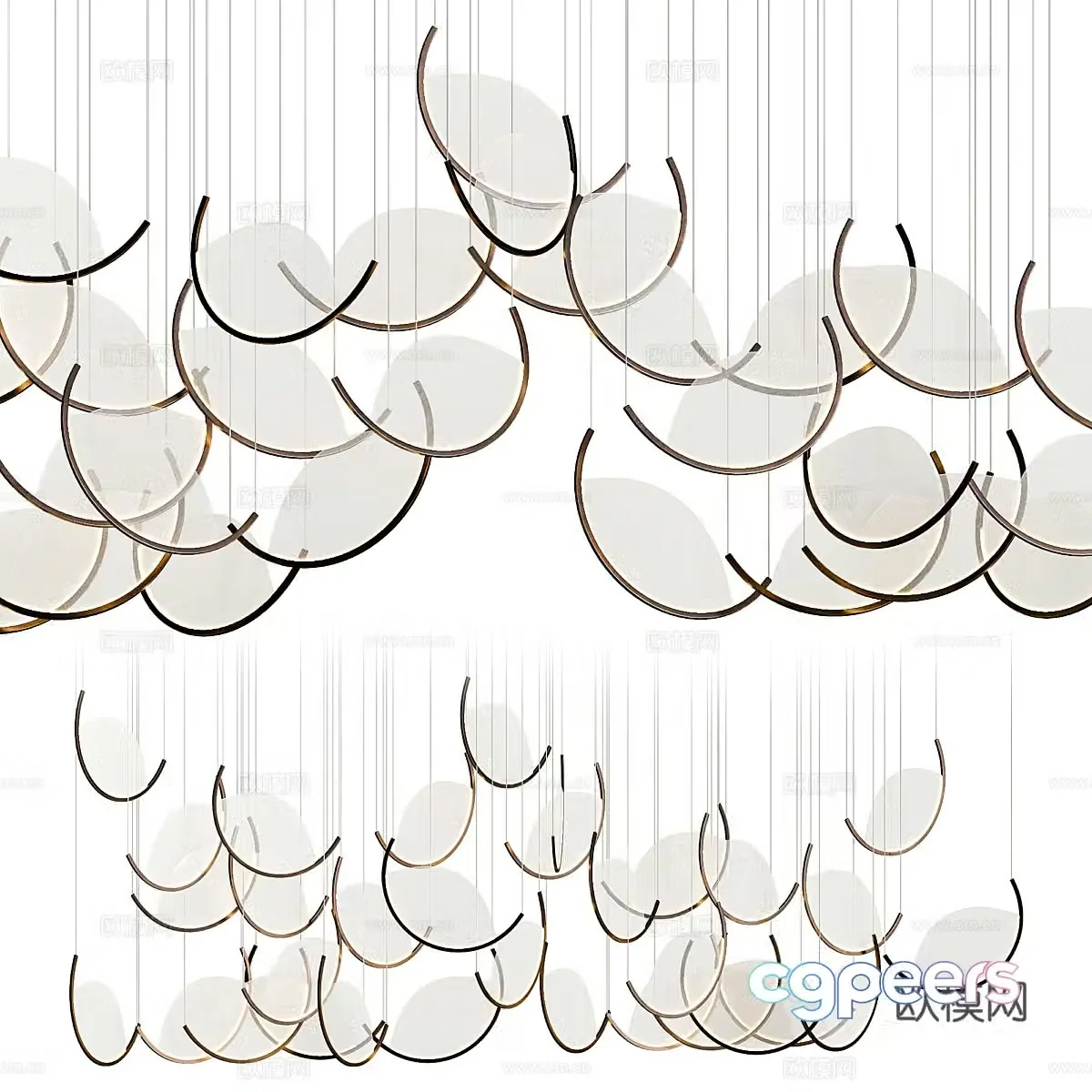 Modern Italian light luxury craft chandeliers 3D model