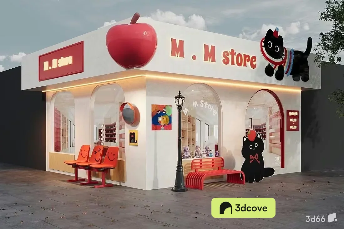 A Store With A Cartoon Cat On The Sign