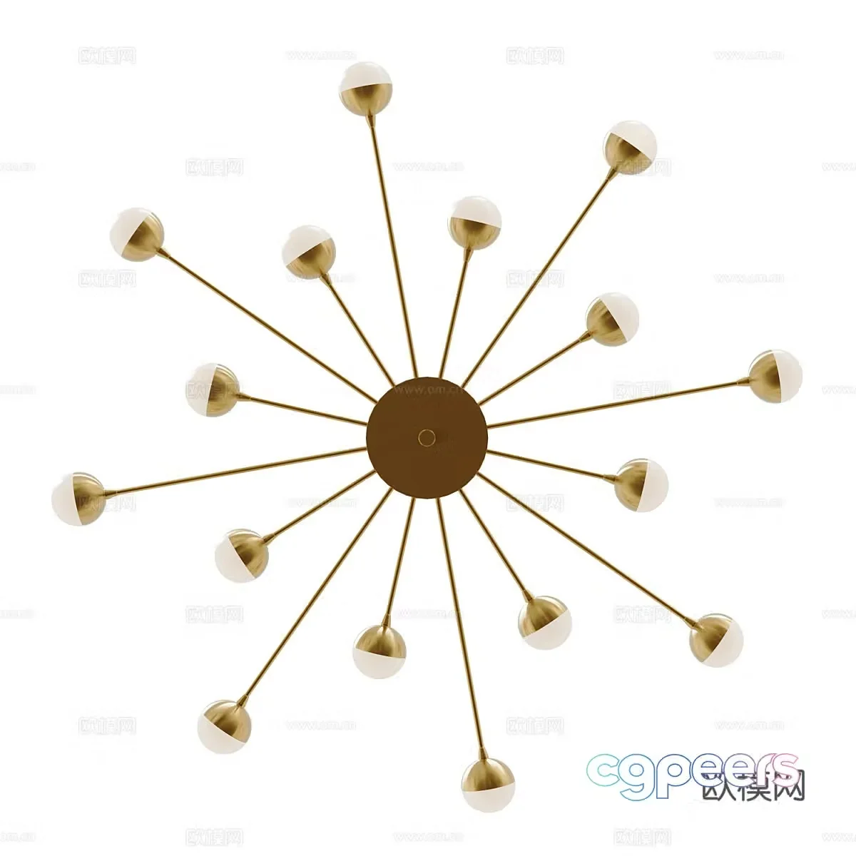 Modern light luxury multi-head decorative ceiling light 3D model