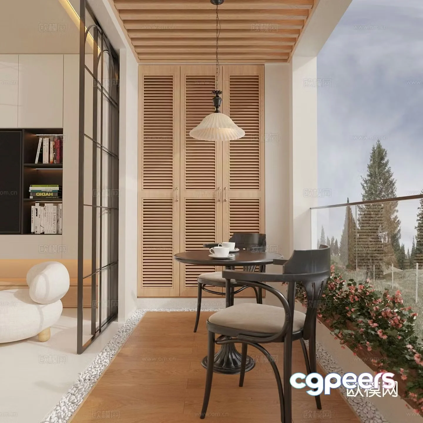 Living balcony leisure balcony 3d model