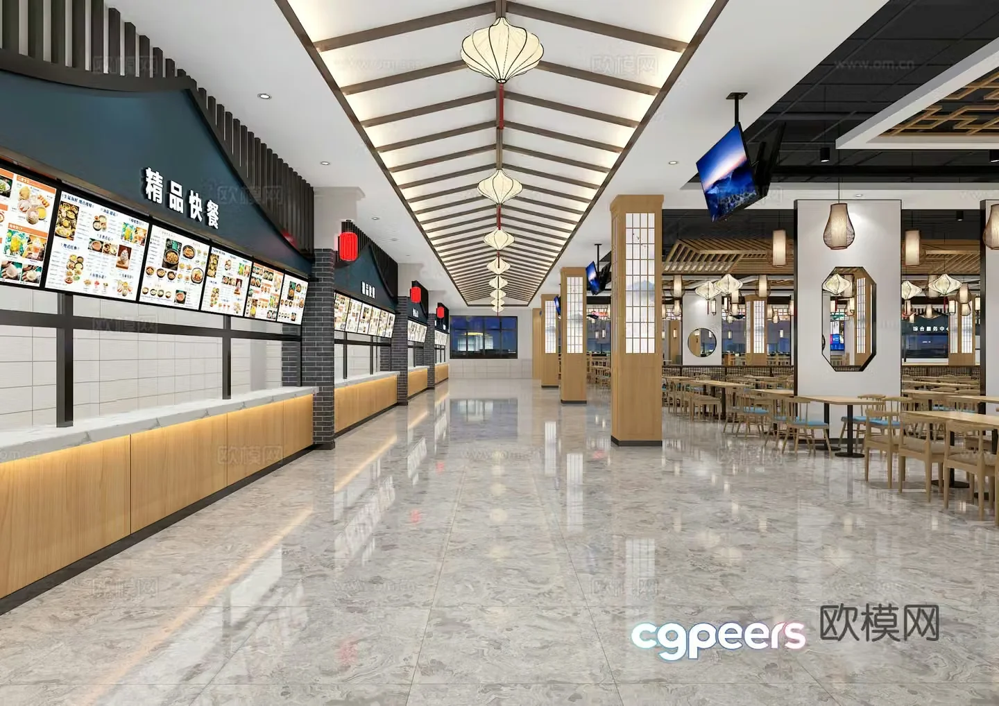 School canteen university canteen staff canteen open stall internet celebrity canteen 3D model