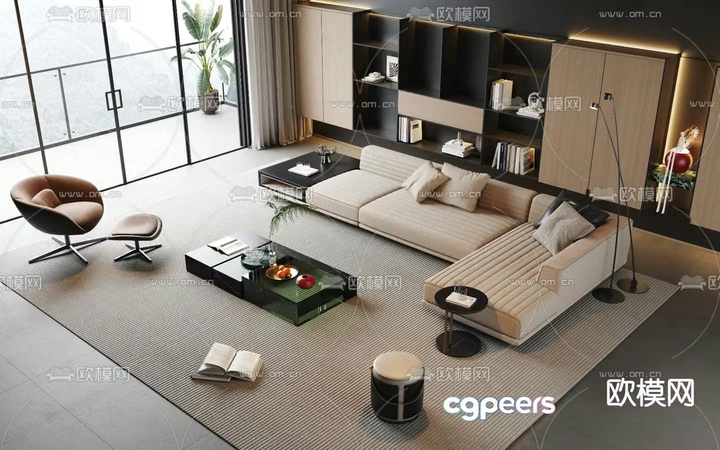 Modern sectional sofa 3d model