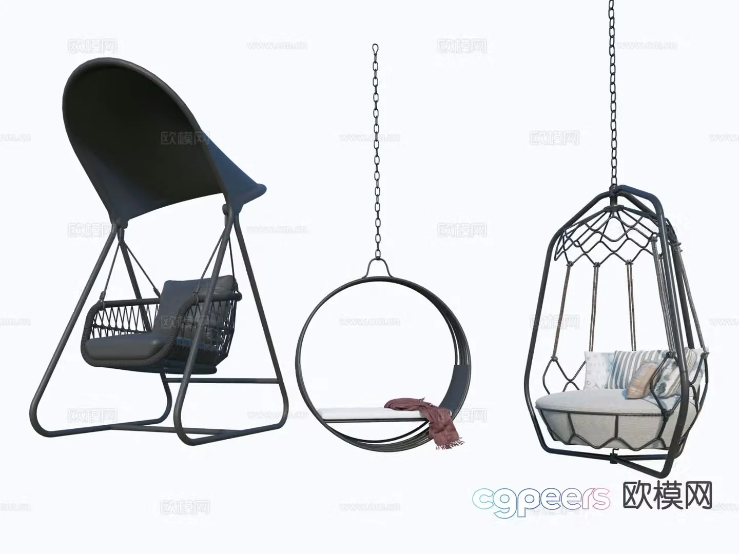 Modern outdoor hanging chair swing chair single hanging chair 3d model