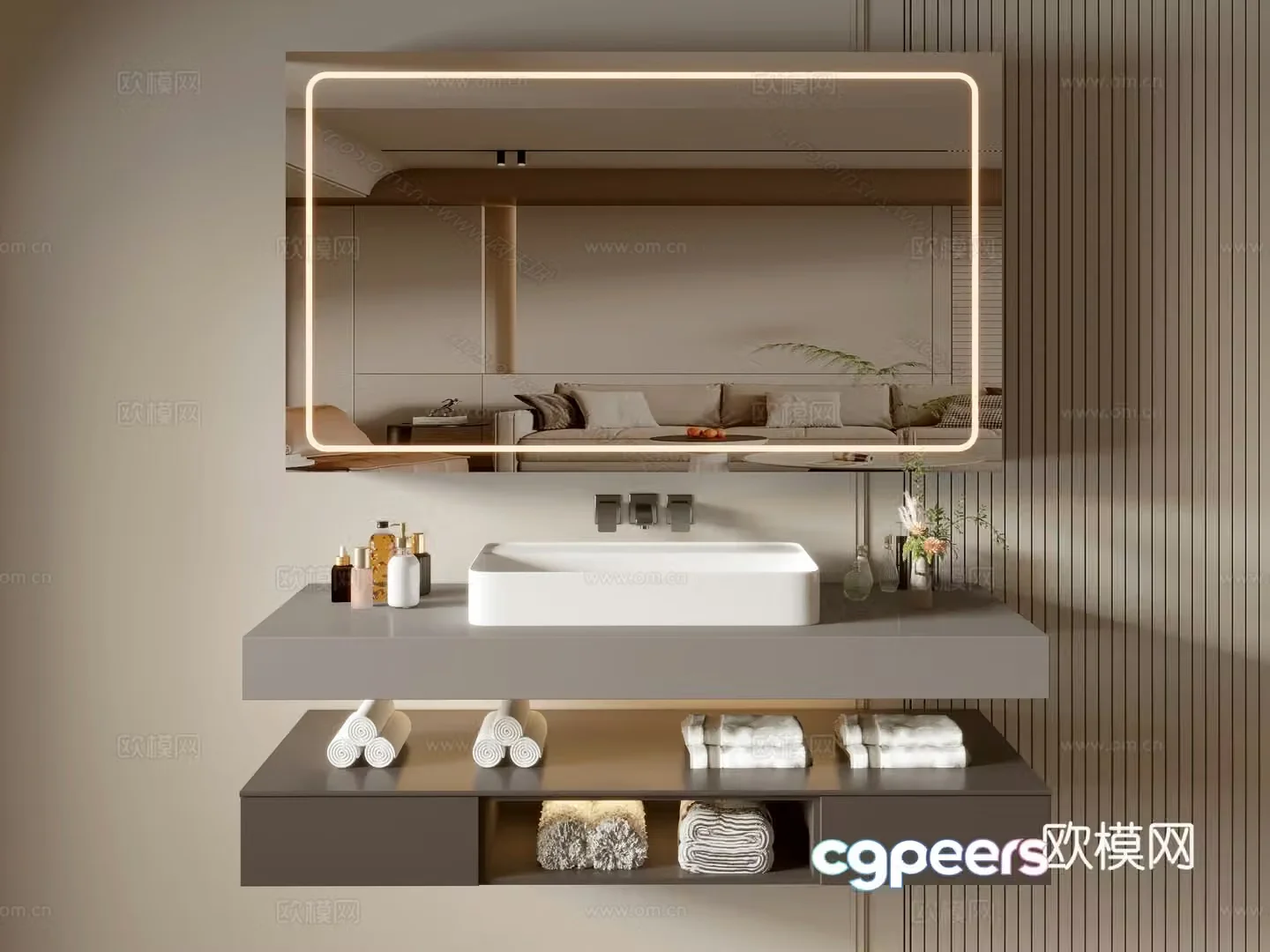 Modern bathroom cabinet bathroom basin bathroom ornaments mirror cabinet sink 3d model