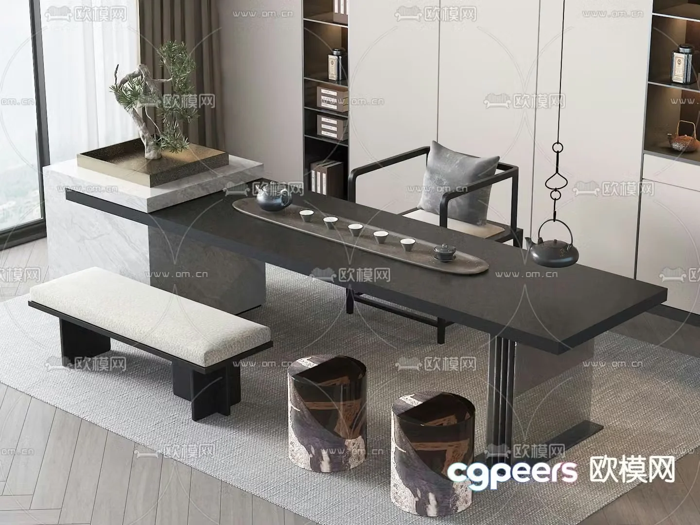 New Chinese style tea table tea table 3d model