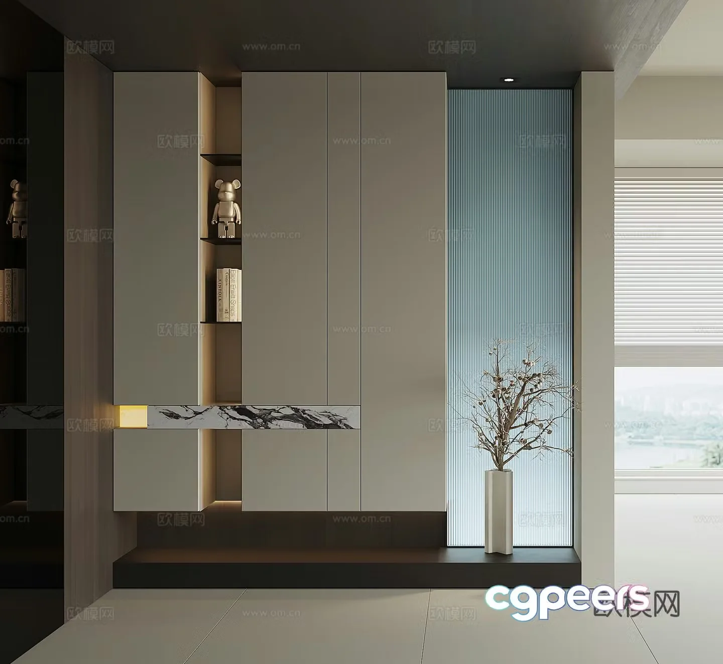 Modern home entrance shoe cabinet 3D model