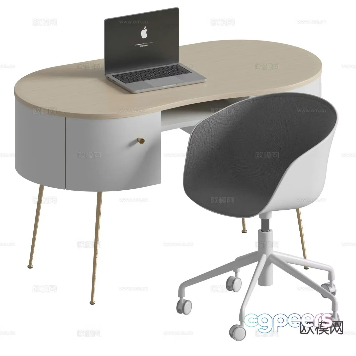 RH office desk computer desk 3d model