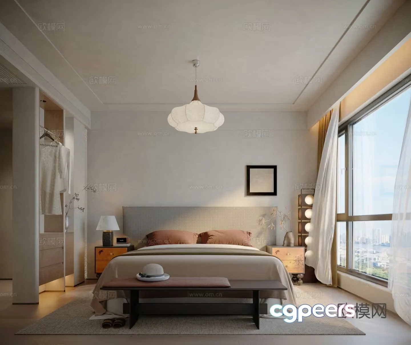 Modern medieval style master bedroom 3d model