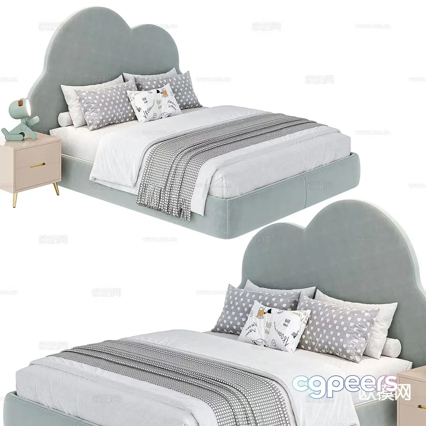 Modern children’s bed single bed 3d model