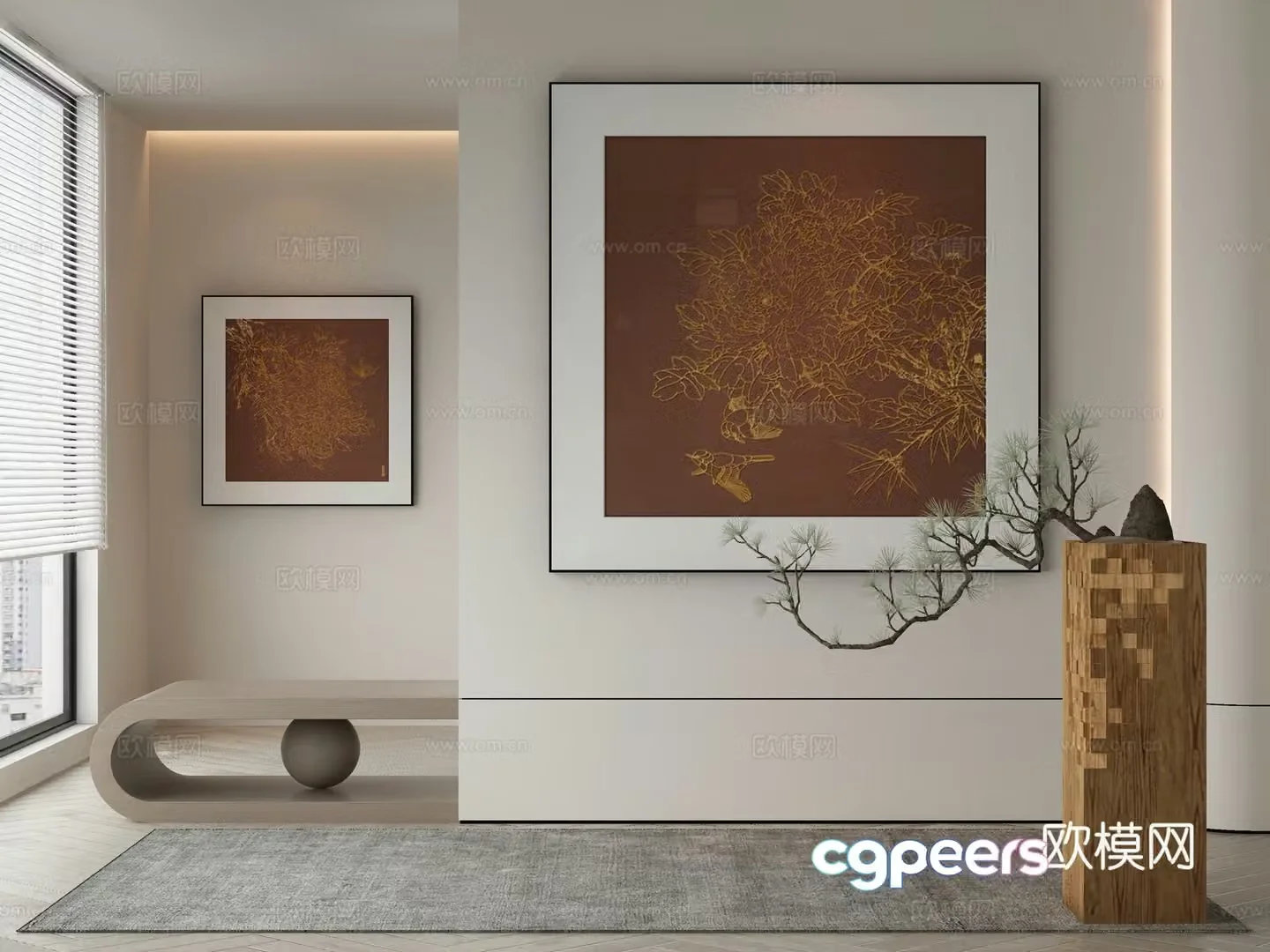 New Chinese style decorative painting 3D model