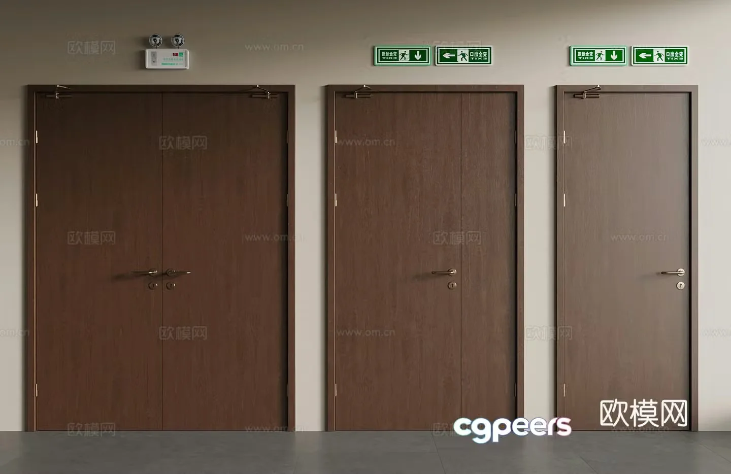 Medium style double-opening door interior door glass door 3d model