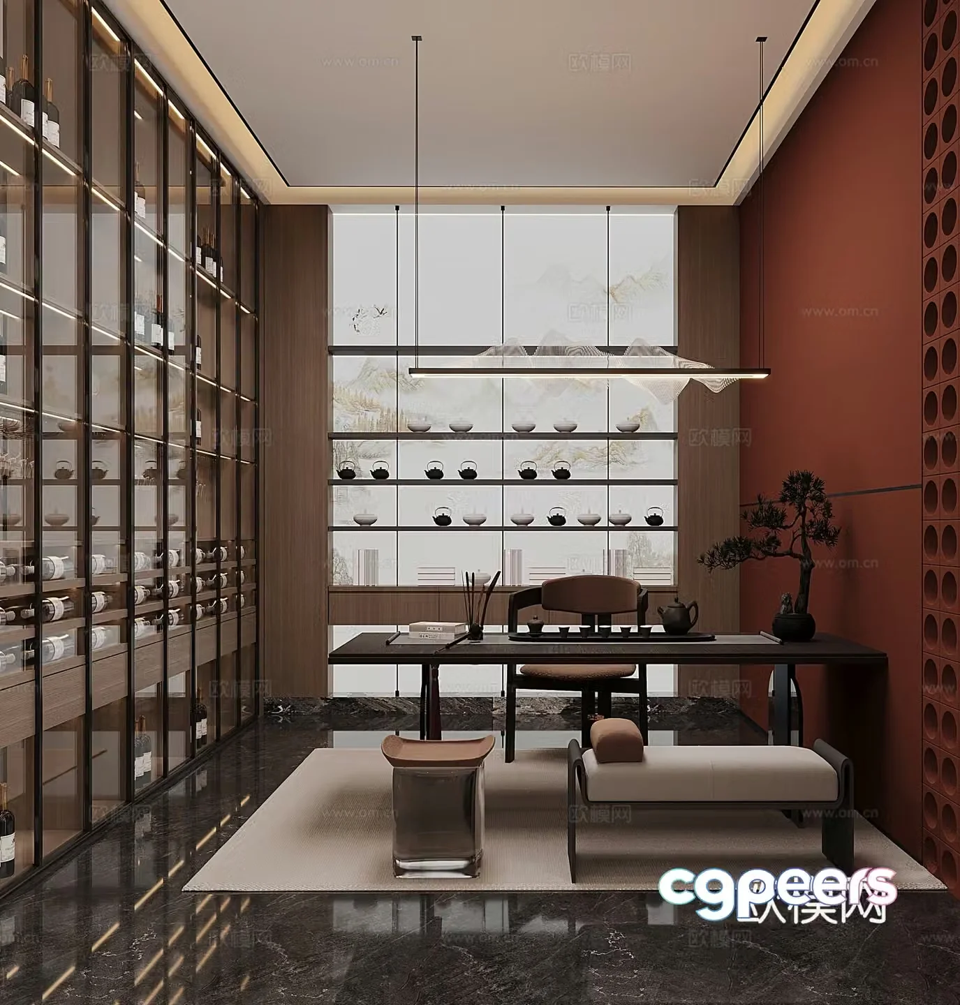 New Chinese wine shop tea room 3D model