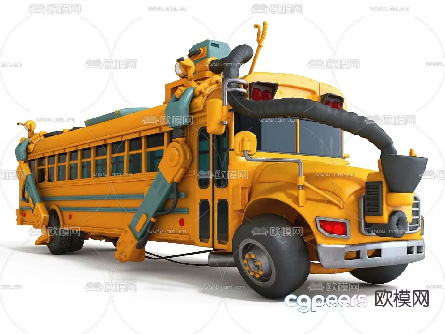 toy car truck school bus school bus 3d model