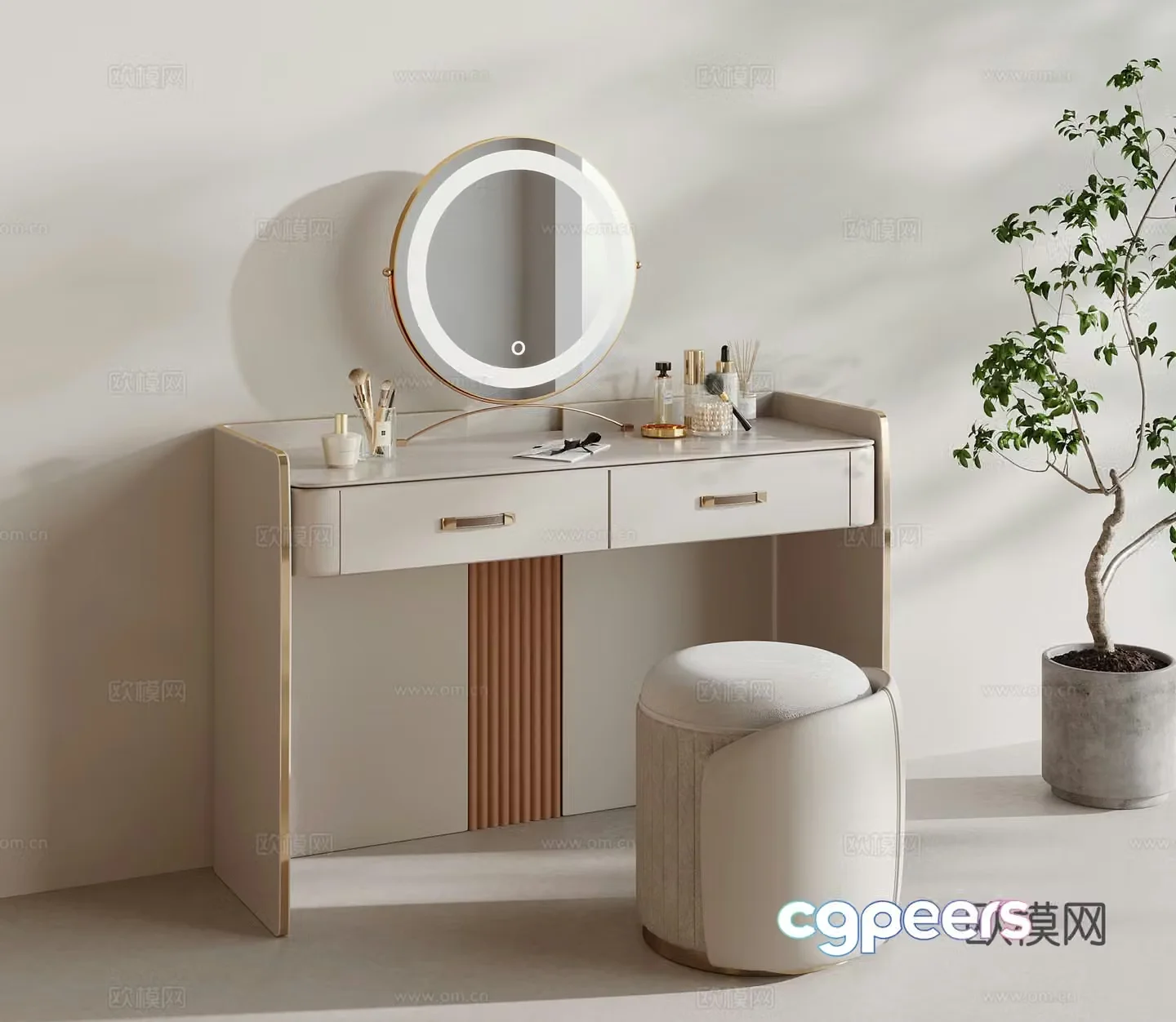 Dressing table Modern dressing table Dressing stool Makeup mirror Cosmetic 3D model