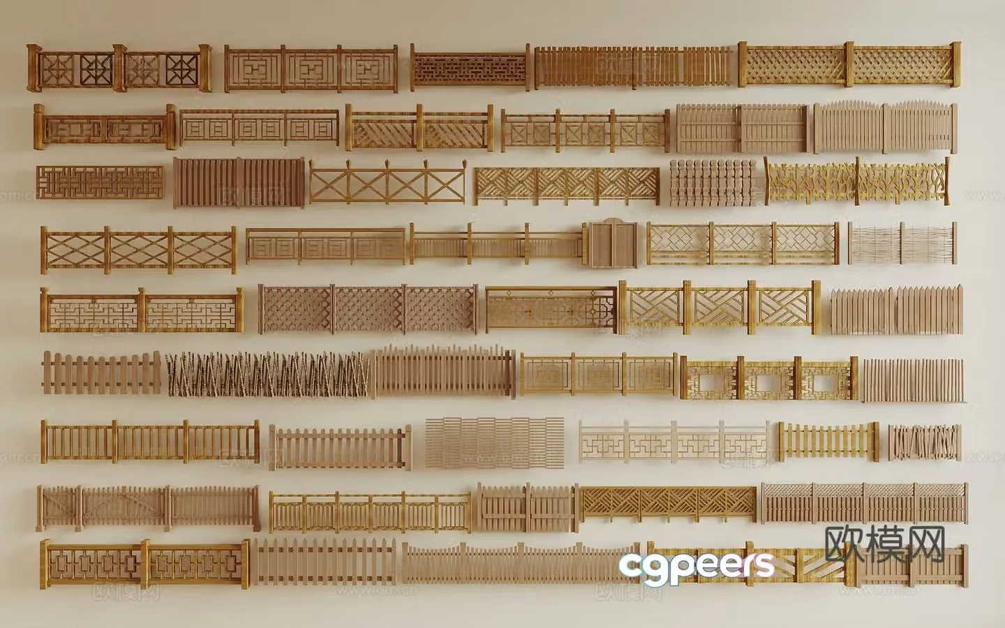 New Chinese fence guardrail bamboo fence 3d model