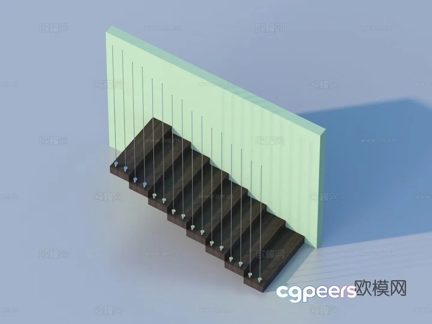 Stairs Glass Handrail Stair 3D Model