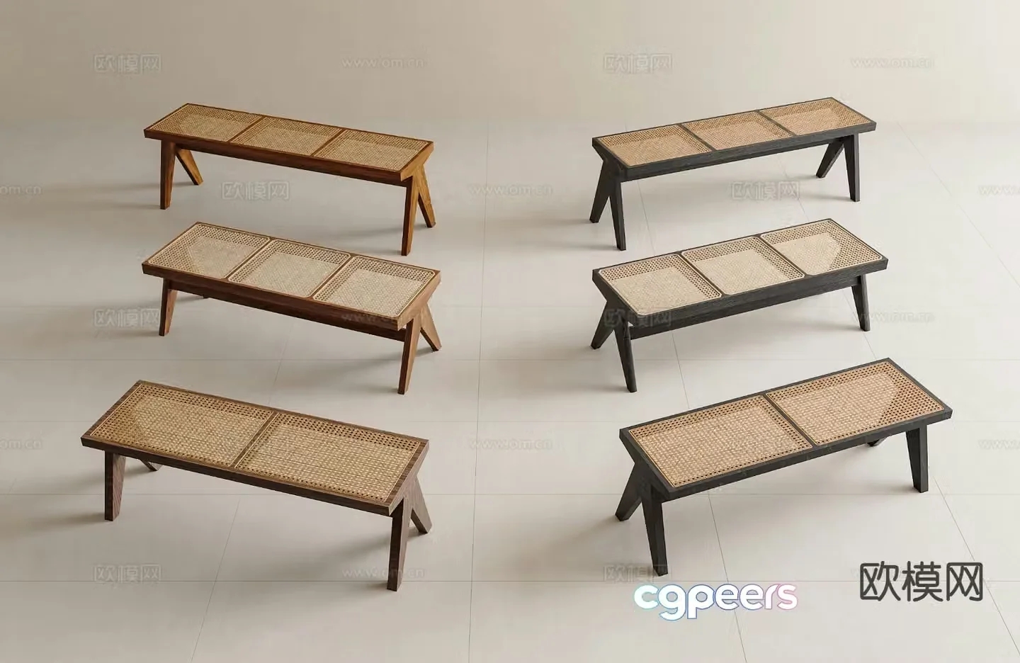 Medieval style stool rattan bench bench 3d model