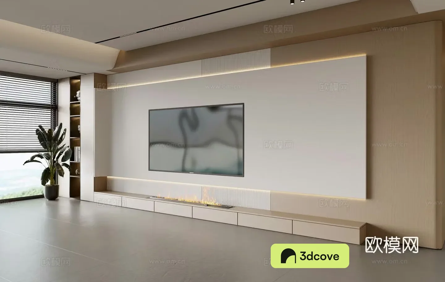 Modern TV background wall modern ornament balcony cabinet living room cabinet wood veneer background wall