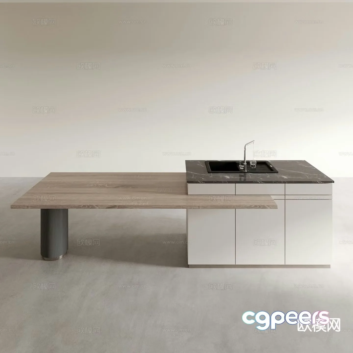 Island table island dining table and chairs 3d model