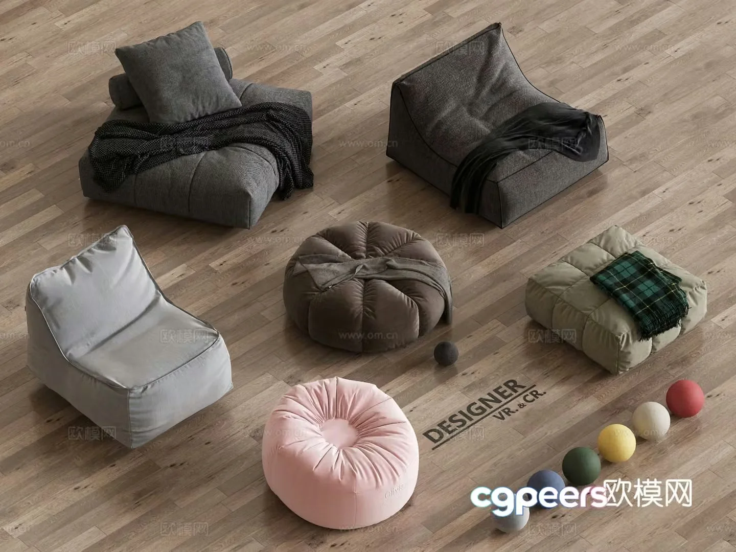 Modern beanbag sofa 3d model