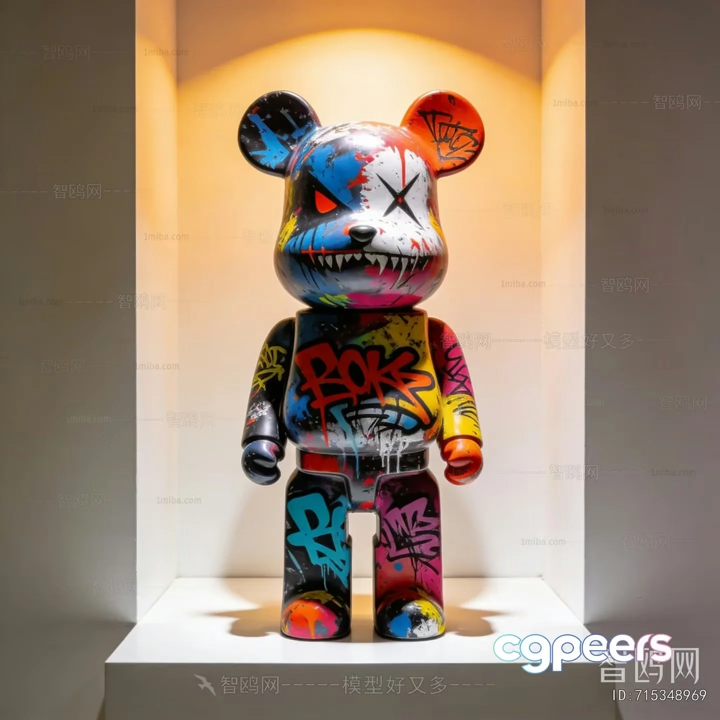 A Colorful Bear Statue 3D Model – 6186 – VRAY Render