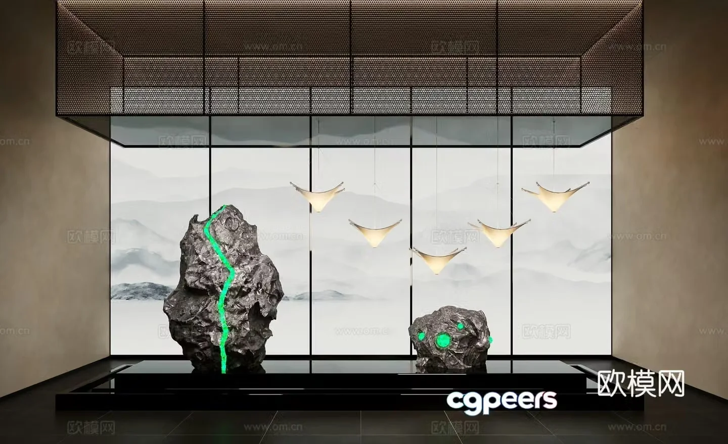 New Chinese style indoor landscape device stone device 3D model