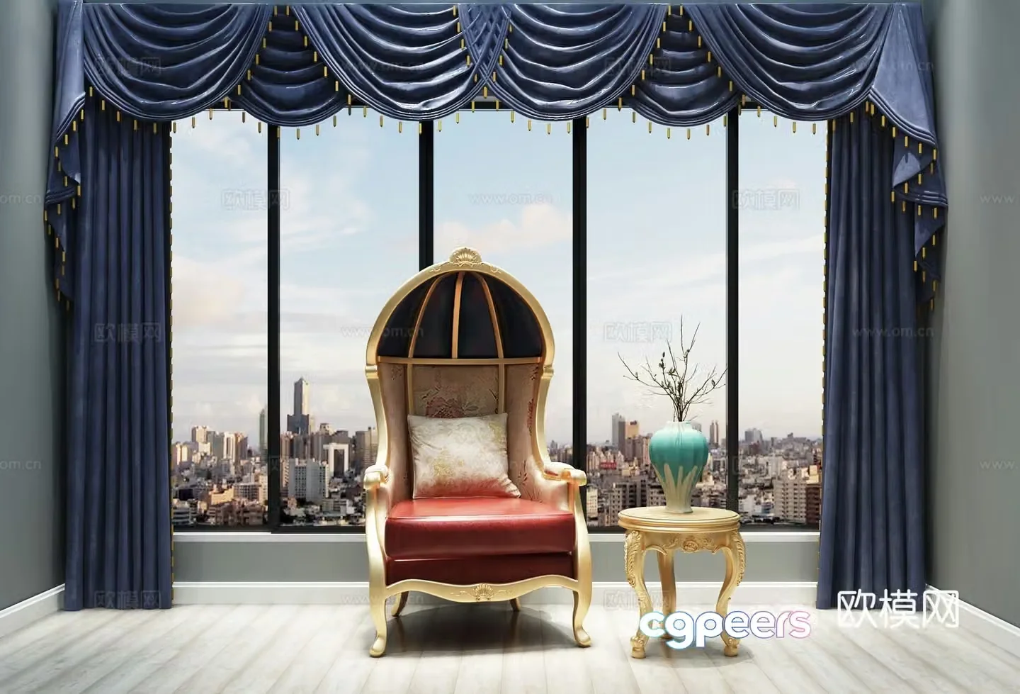 European style chair leisure chair 3d model