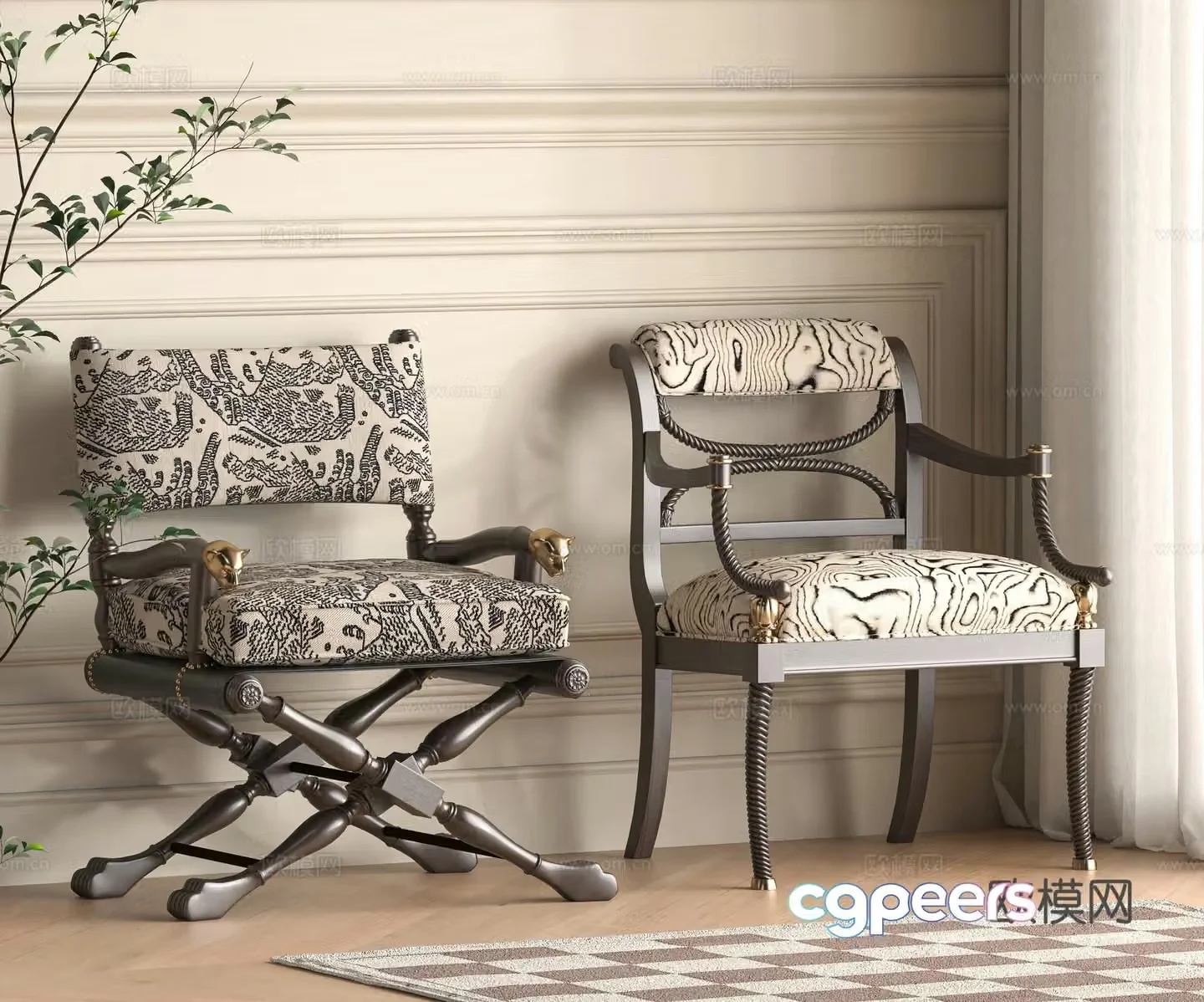 Medium style single chair 3d model