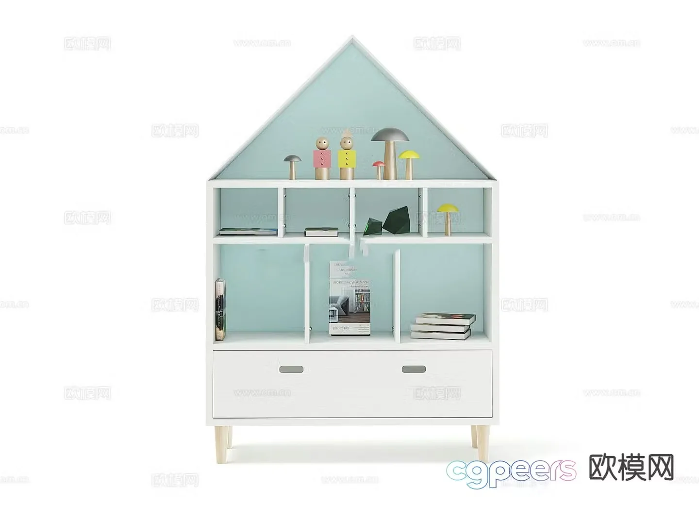 Modern children’s bookcase toy cabinet 3d model