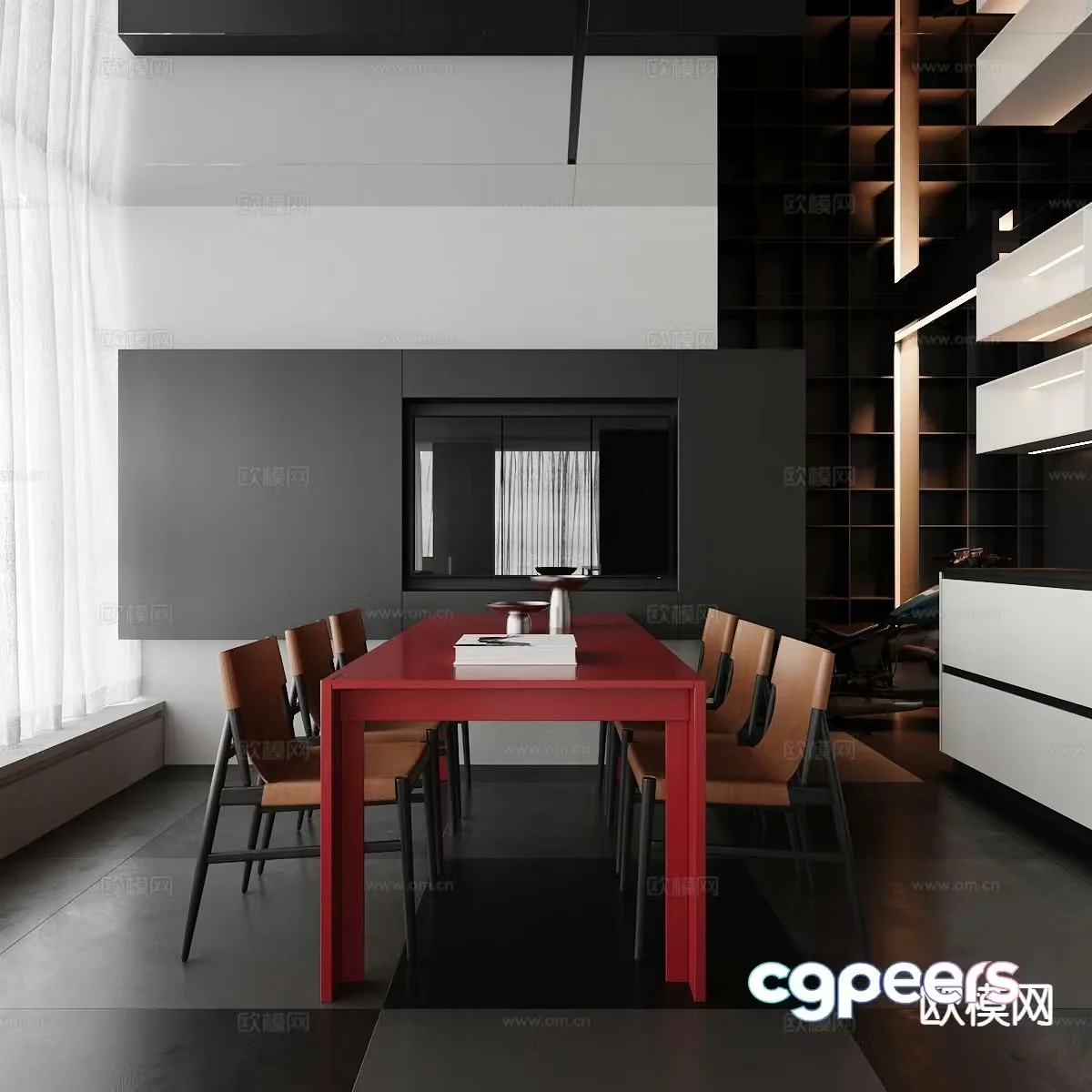 Premium gray restaurant 3d model