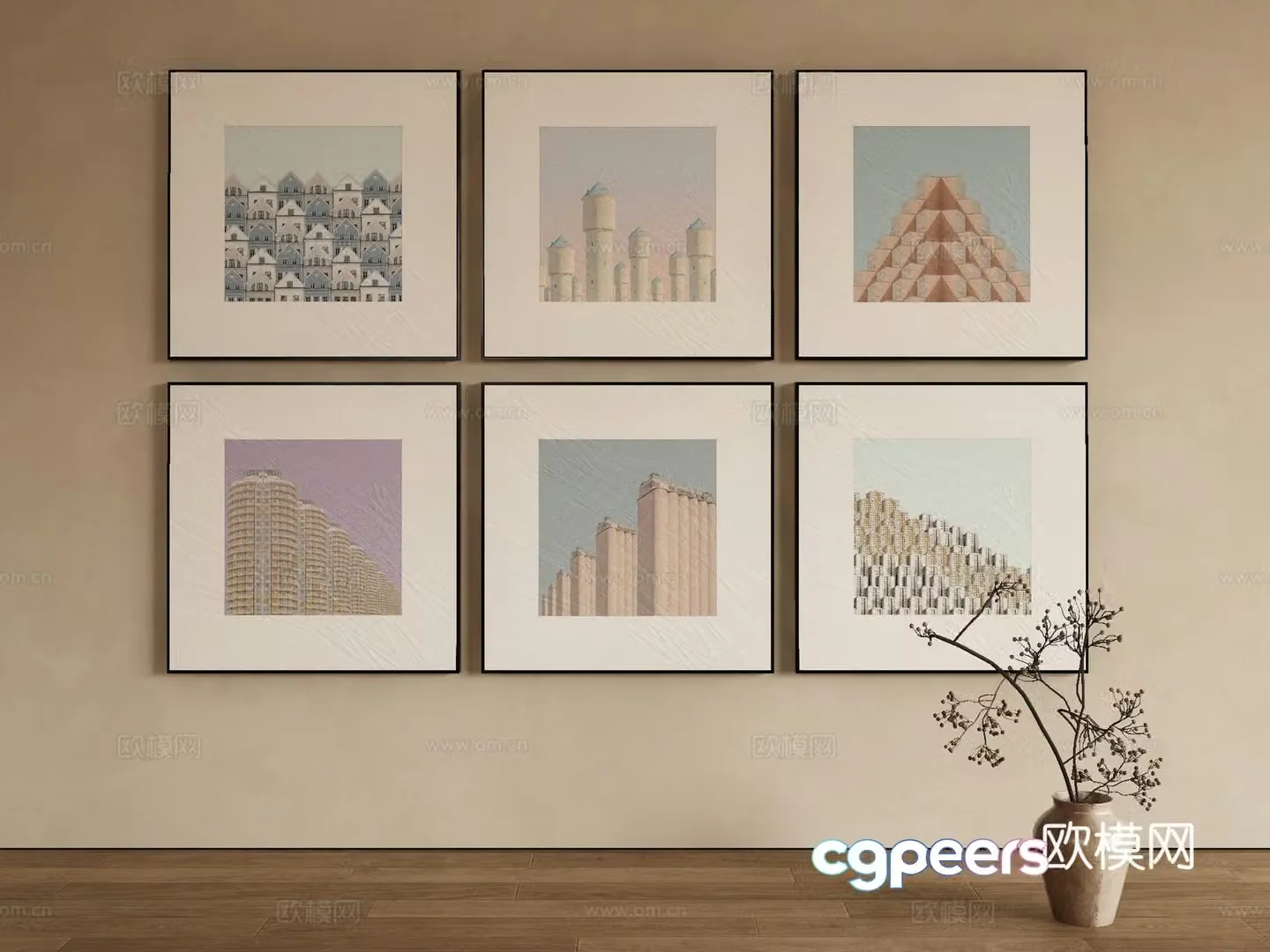 Modern architectural painting Decorative painting 3d model