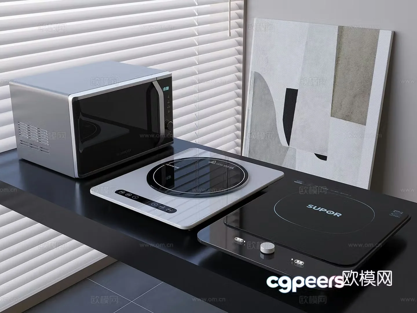 Microwave furnace induction cooker 3D model