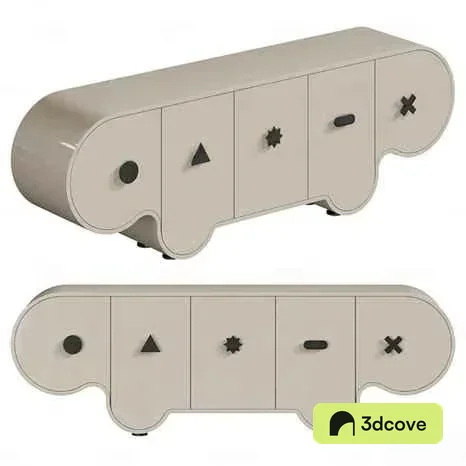 A Beige Furniture Piece With A Unique Design