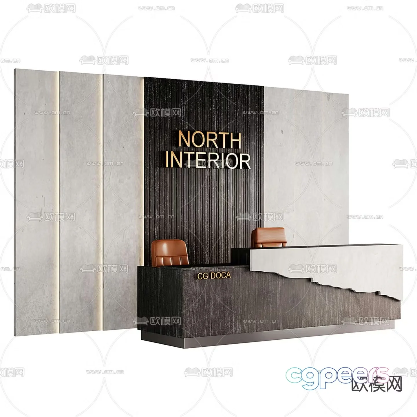 Modern front desk reception desk service desk 3d model