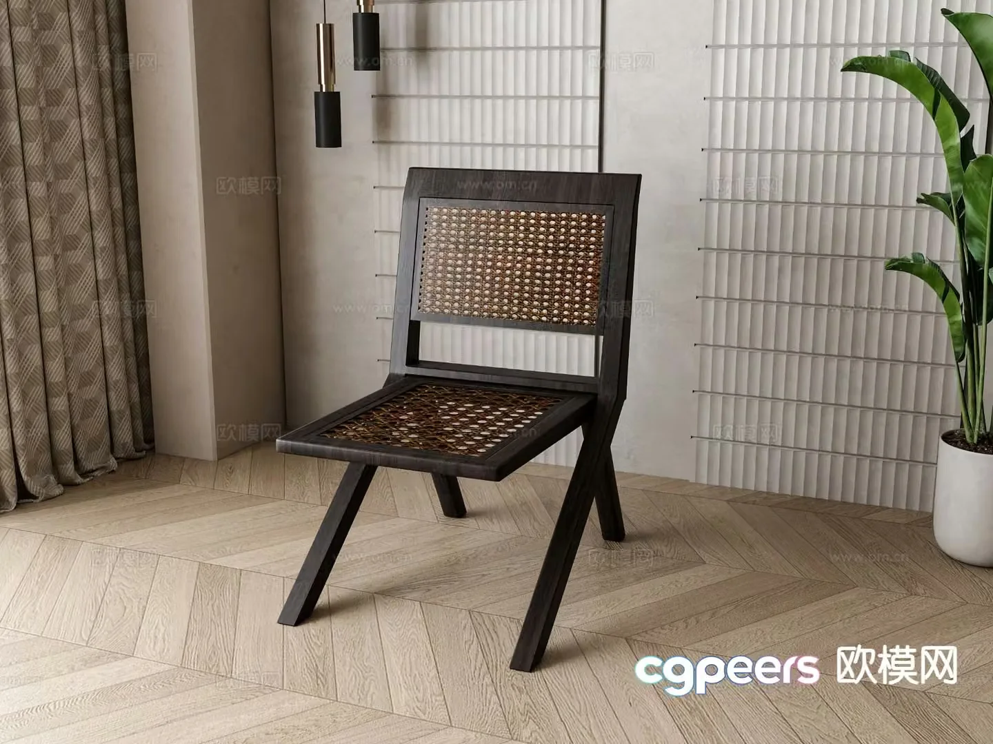 Wabi-sabi chair dining chair single chair 3d model