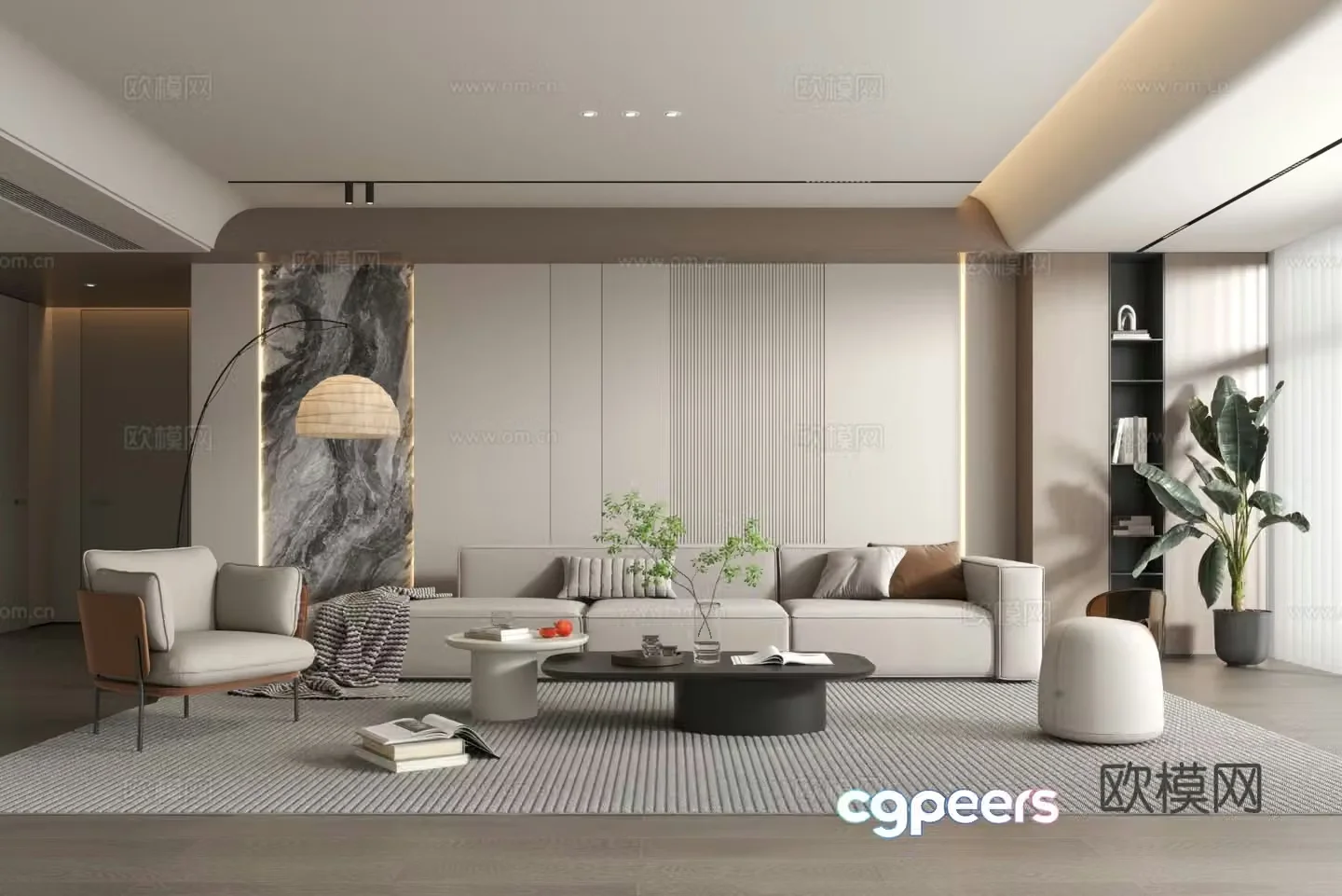 Modern living room sofa and coffee table combination simple living room modern simple living room 3D model