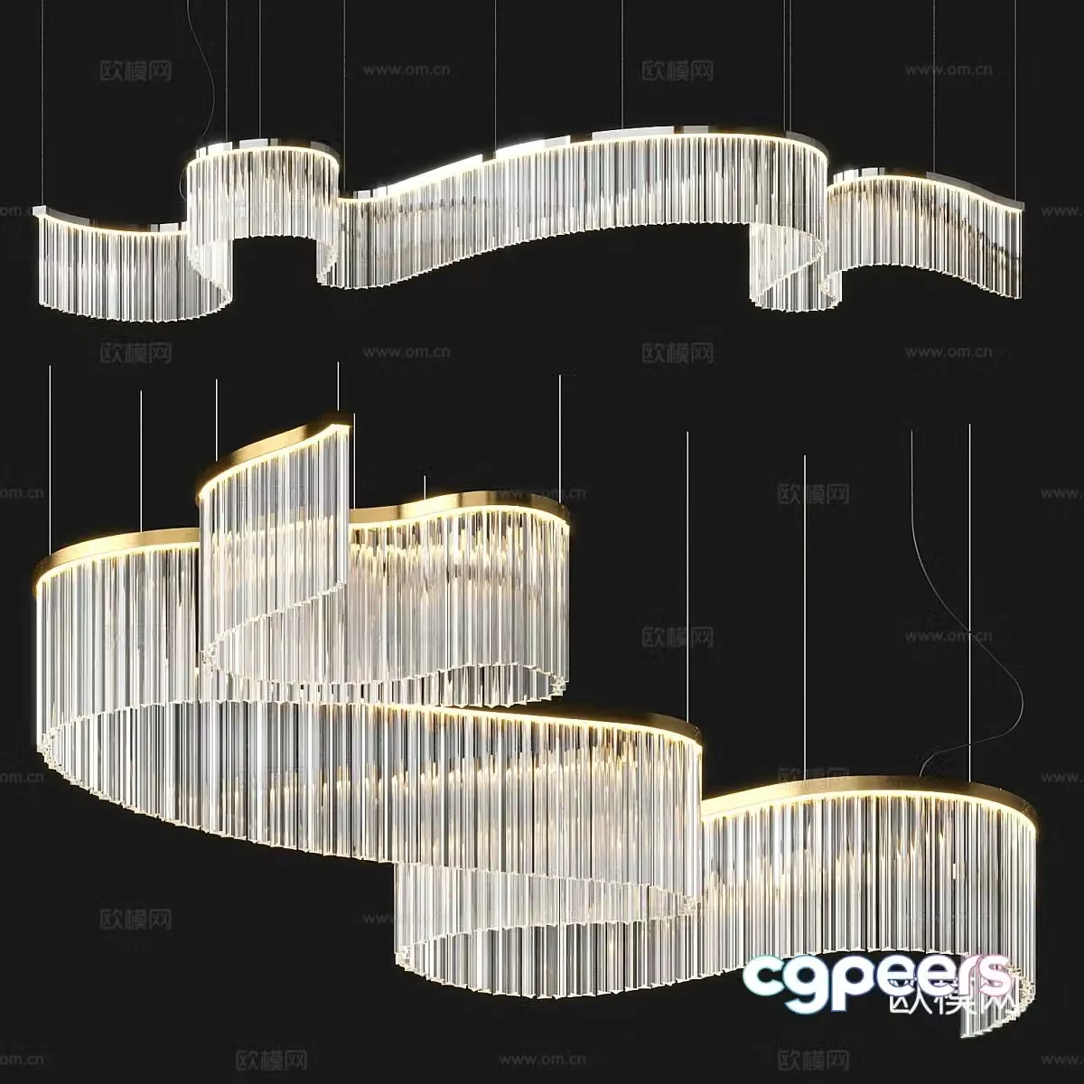 New Chinese style light luxury decorative hanging 3D model