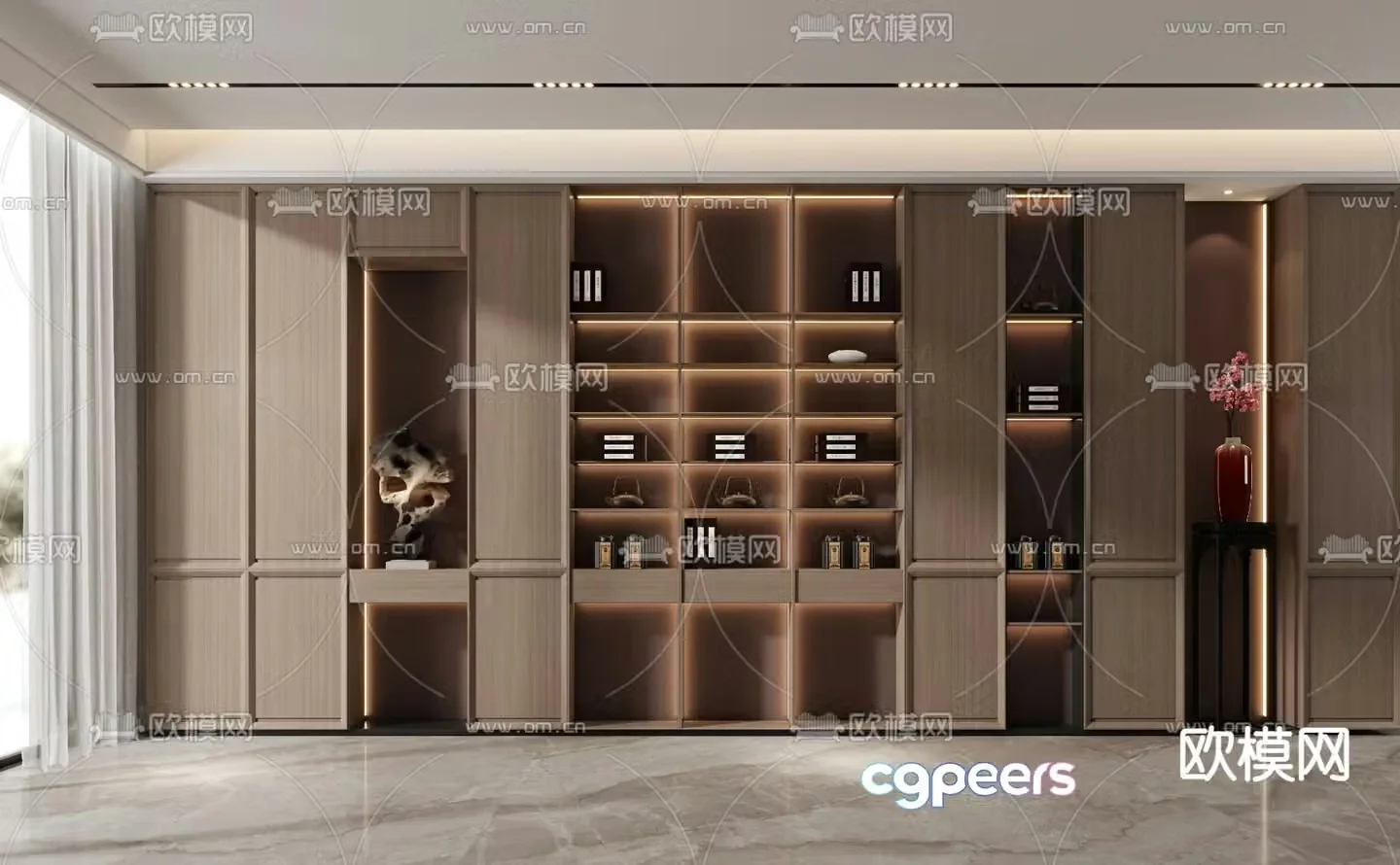 New Chinese style decorative cabinet tea cabinet 3d model