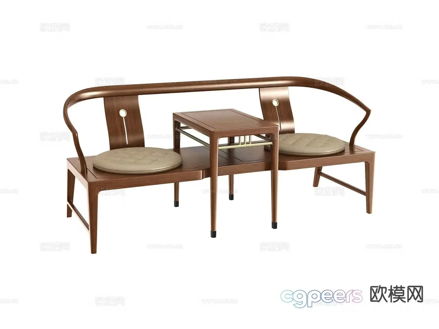 New Chinese style Luohan bed double sofa 3d model