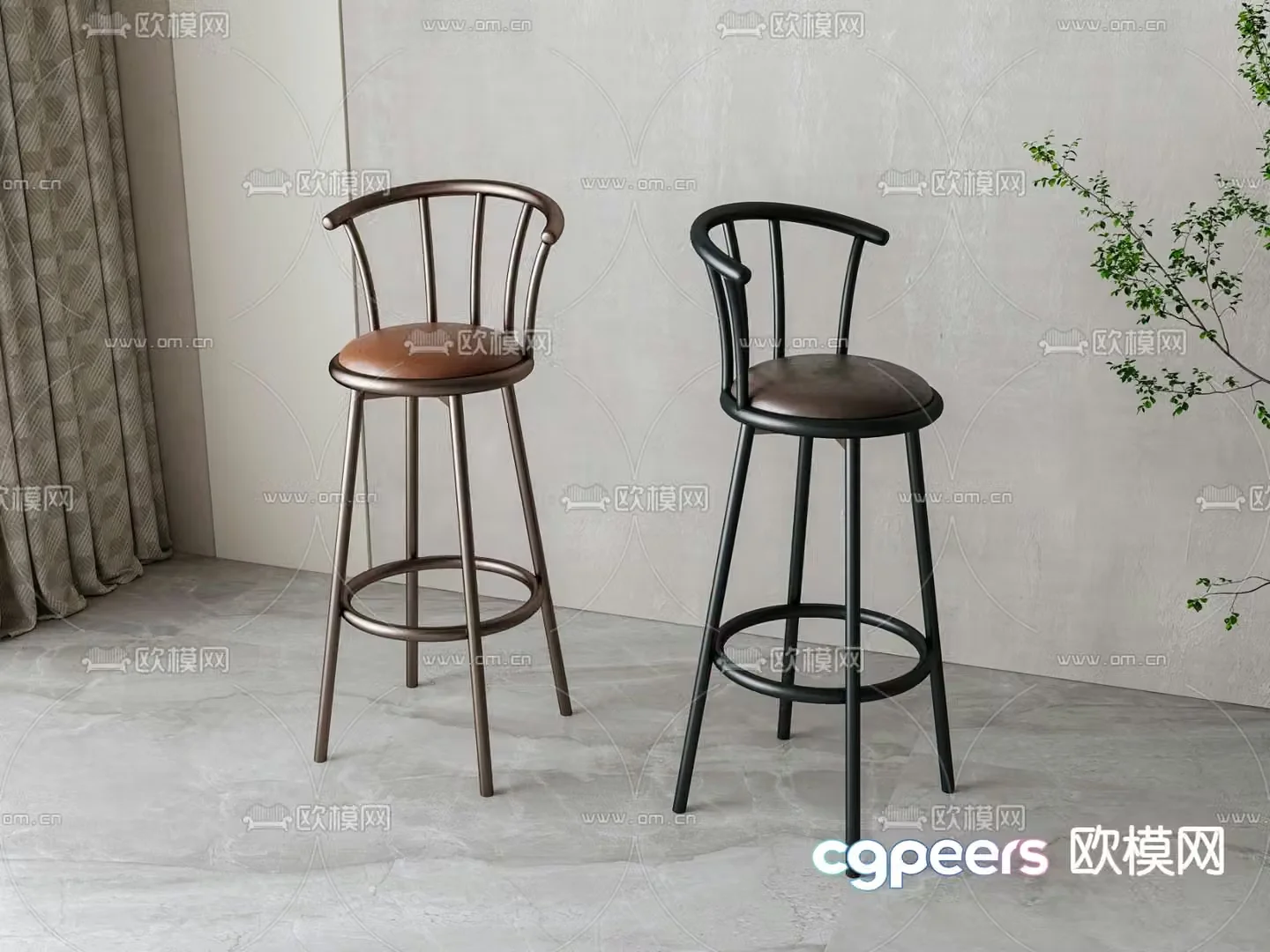American bar stool bar stool high stool 3d model