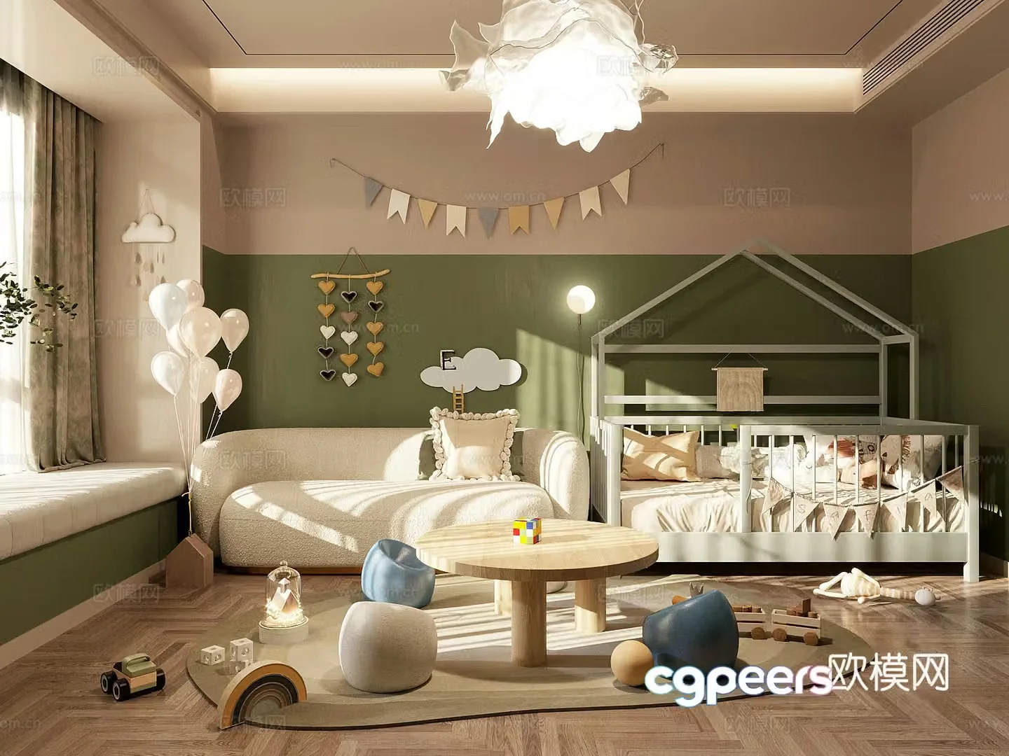 Modern children’s entertainment room Children’s entertainment room Children’s room Toy combination Children’s bed 3D model